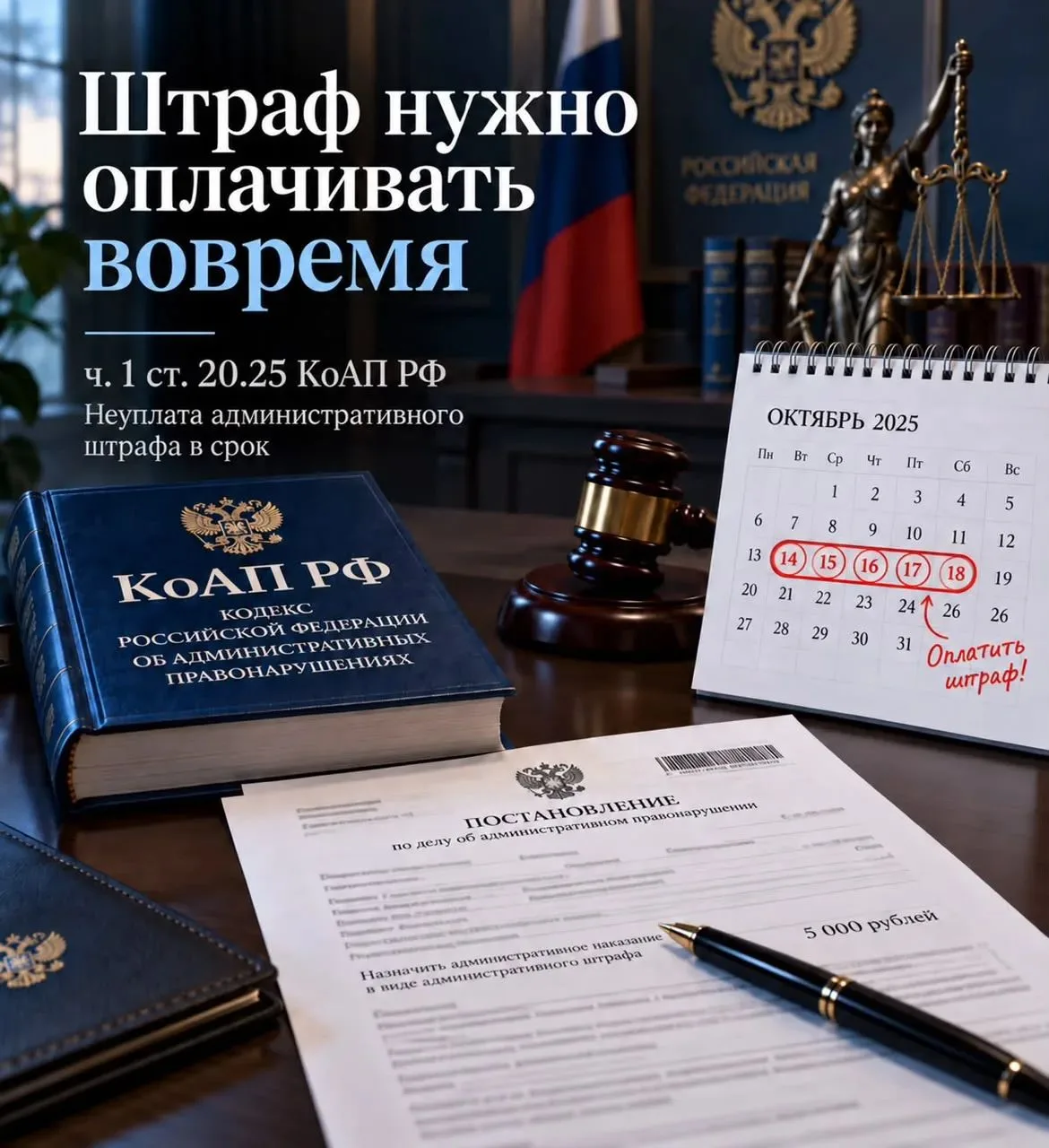 👩‍⚖️ ОМВД России «Истринский» информирует: Штраф нужно оплачивать вовремя