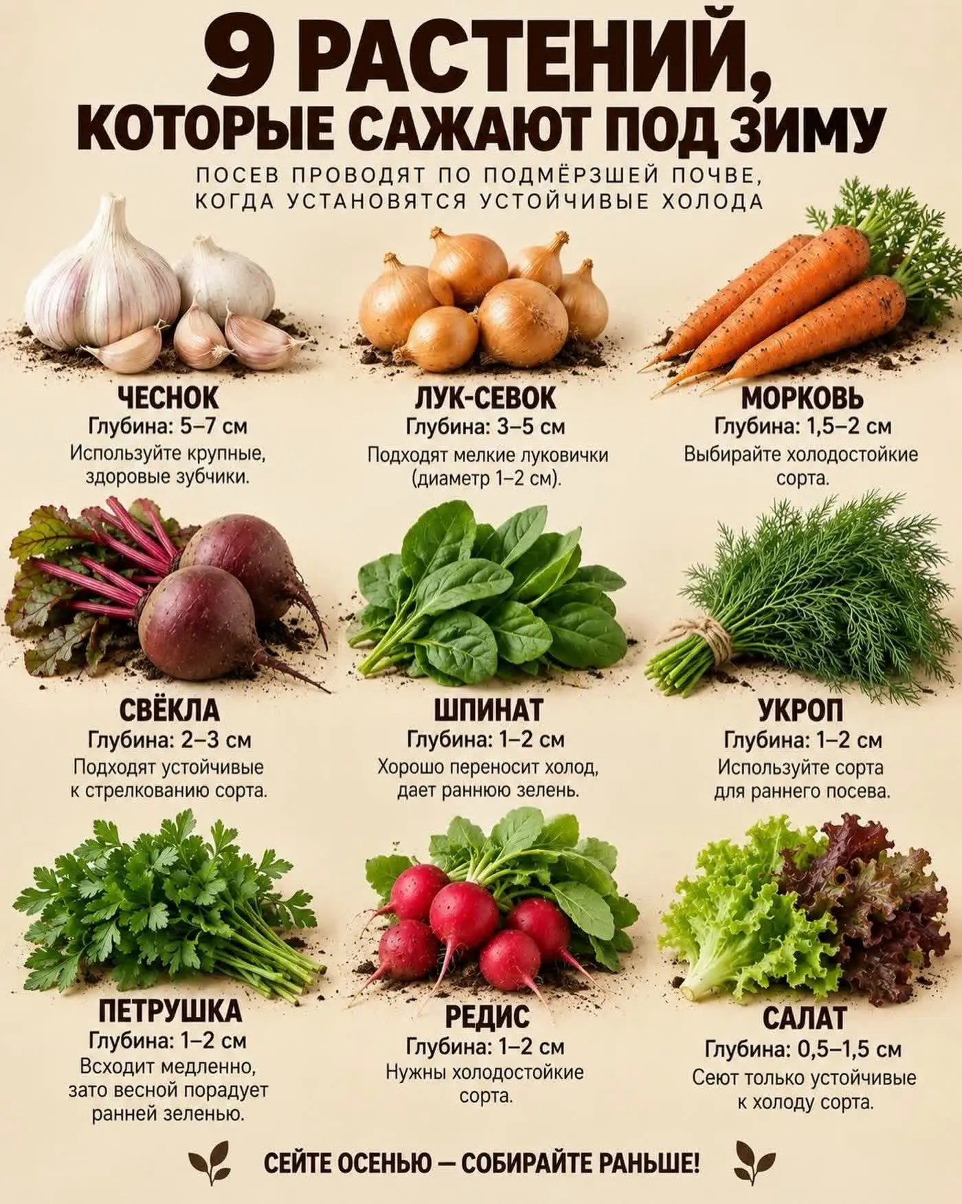 🌱 Не ждите весны: 9 культур, которые сажают под зиму