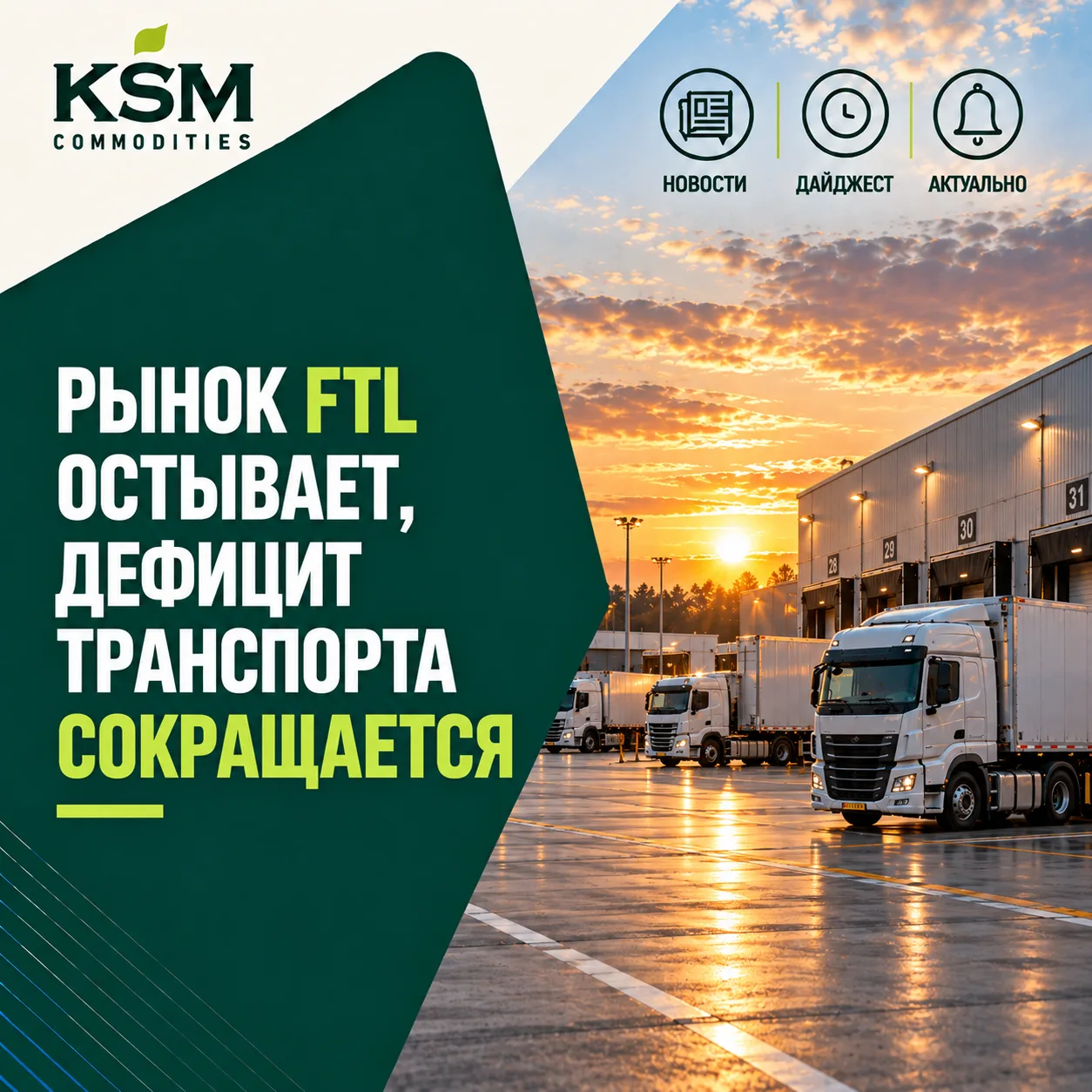 🚛 Дефицит транспорта на рынке FTL постепенно сокращается