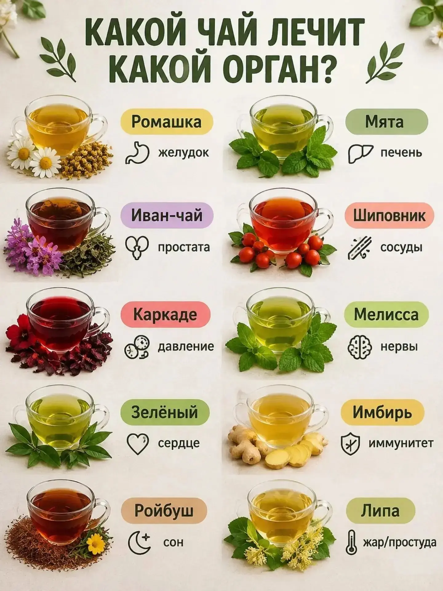 Какой чай лечит какой орган