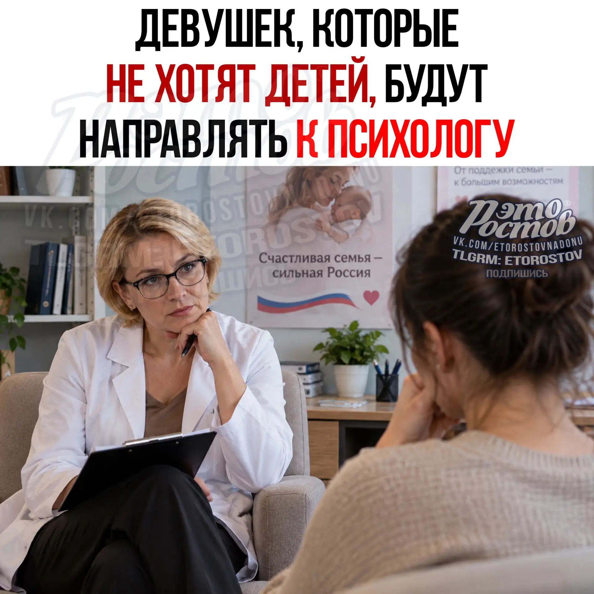 👶 Россиянок, которые не хотят рожать детей, будут направлять к психологу!