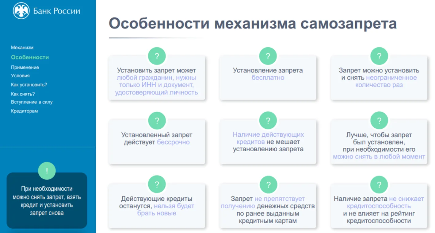 Самозапрет на кредиты                                                                  ...