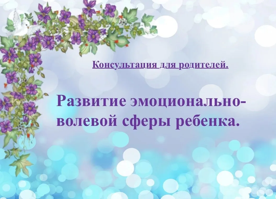 Развитие эмоционально-волевой сферы ребенка.