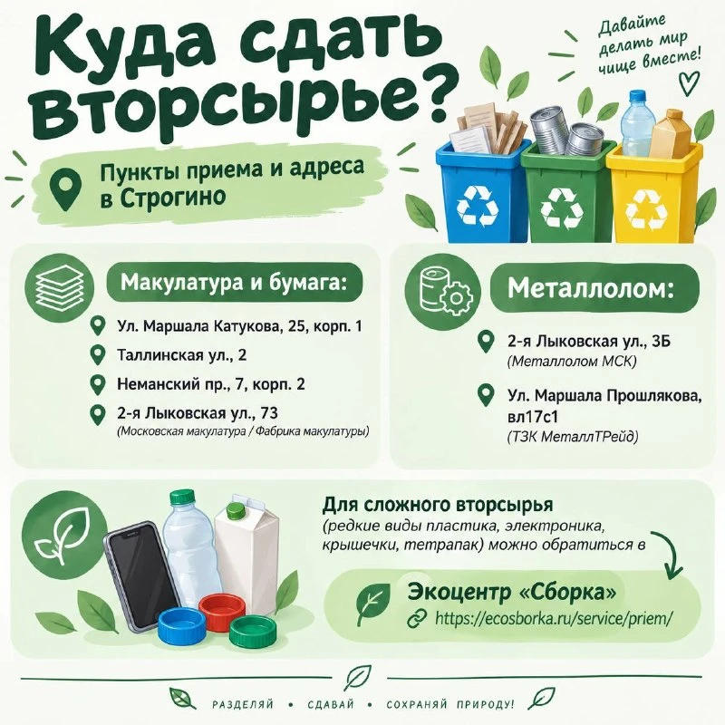 ℹ️ В Строгино работают пункты приёма вторсырья