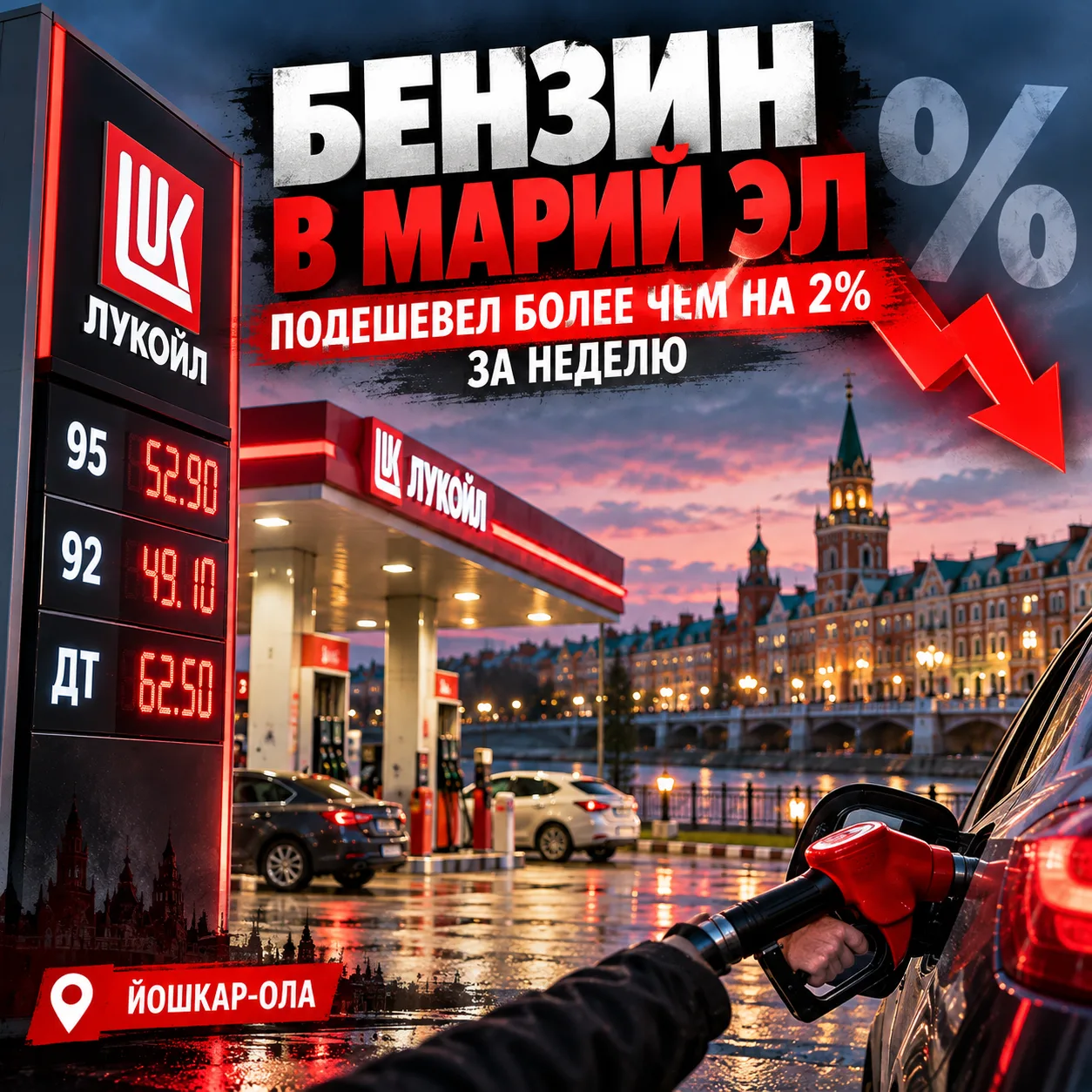 ⛽ Бензин в Марий Эл подешевел более чем на 2% за неделю!