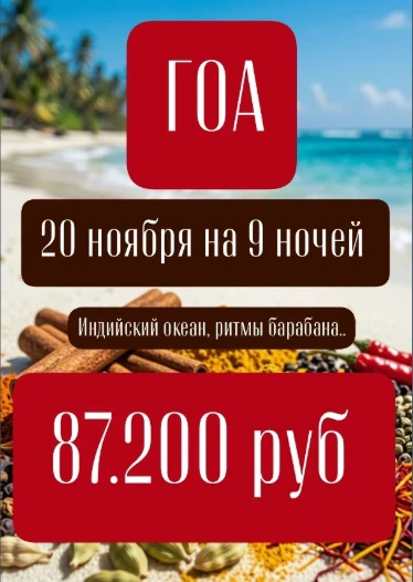 Туры на ГОА в ноябре🐵🧡