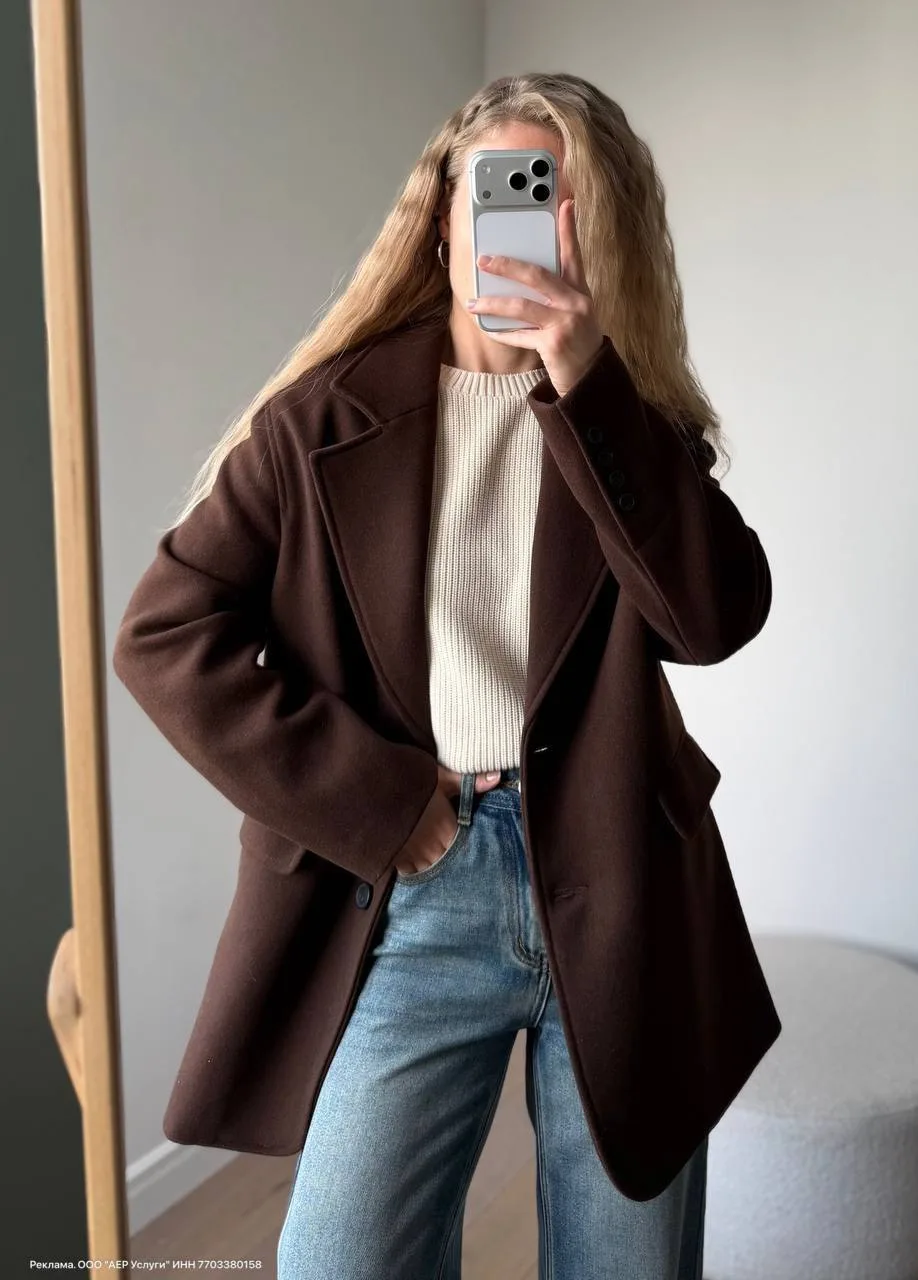 Пальто-пиджак в шоколадном цвете от UK Fashion
