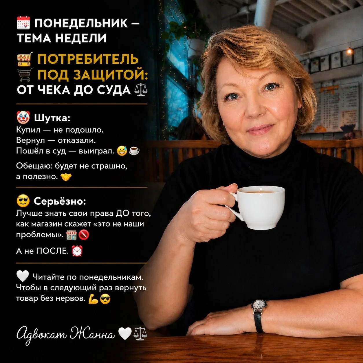 📆 ПОНЕДЕЛЬНИК — РУБРИКА «ПОТРЕБИТЕЛЬ ПОД ЗАЩИТОЙ: ОТ ЧЕКА ДО СУДА» 🗓️🛒⚖️🎉