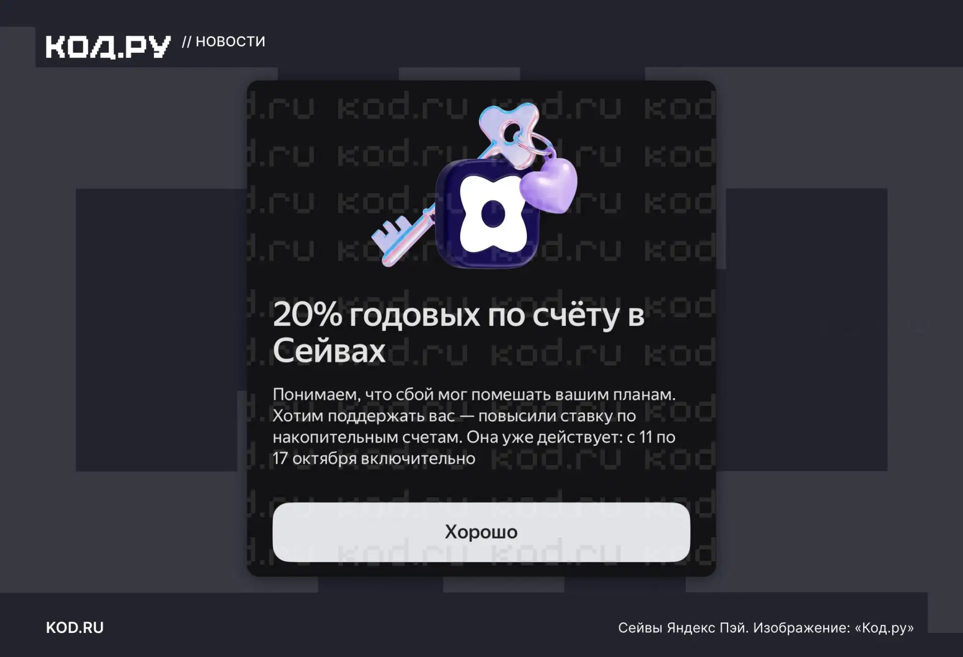 ⚠️ «Яндекс Пэй» компенсирует сбой повышенной ставкой по «Сейвам»