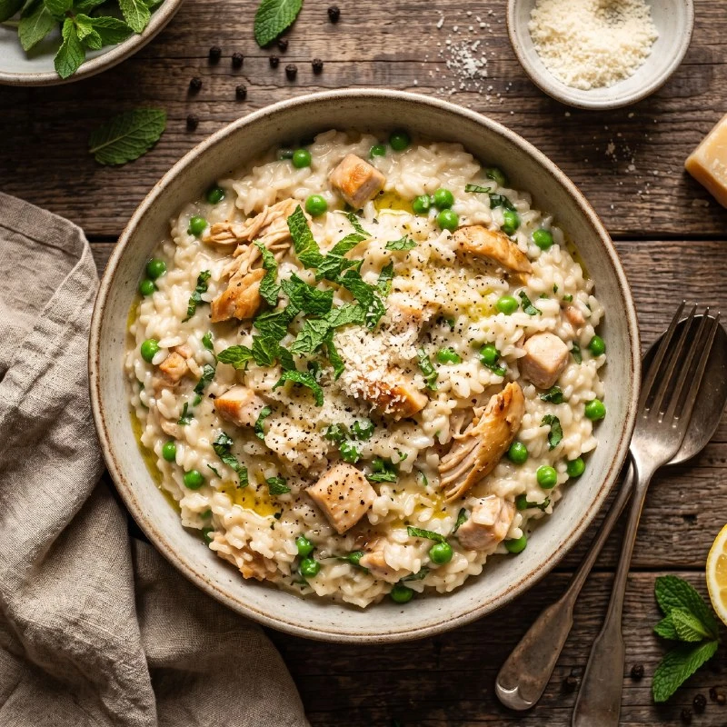 🍳 Ризотто с курицей и мятой