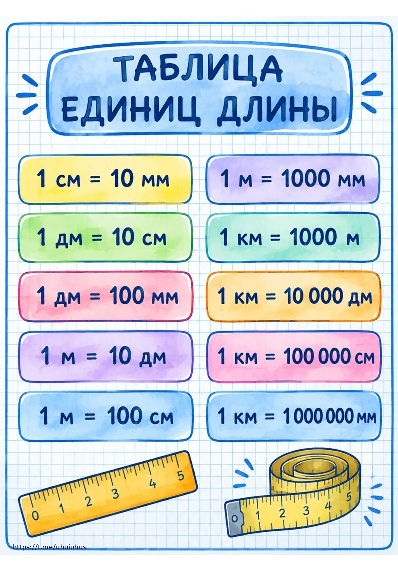 Таблицы единиц длины, площади, массы, времени