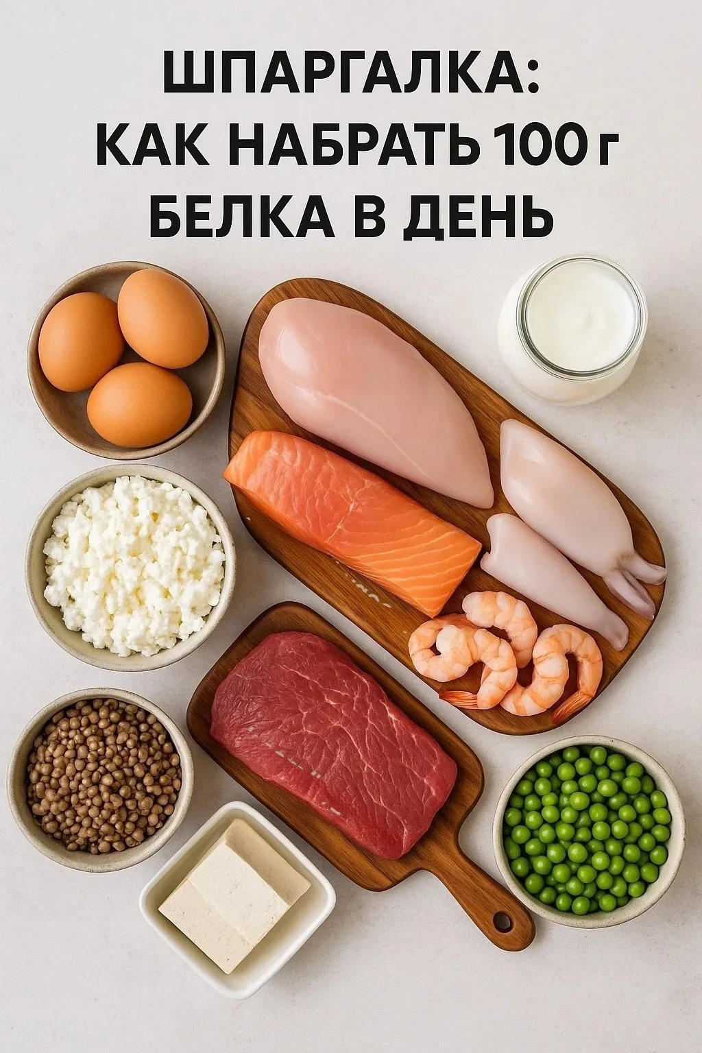 ✅Шпаргалка: как набрать 100 г белка в день
