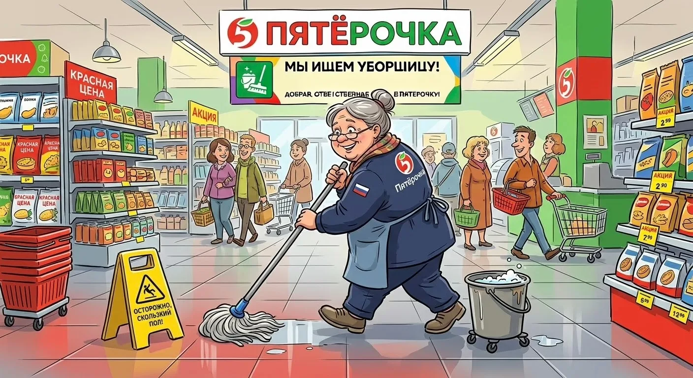❗️В магазин «Пятерочка» требуется уборщица.