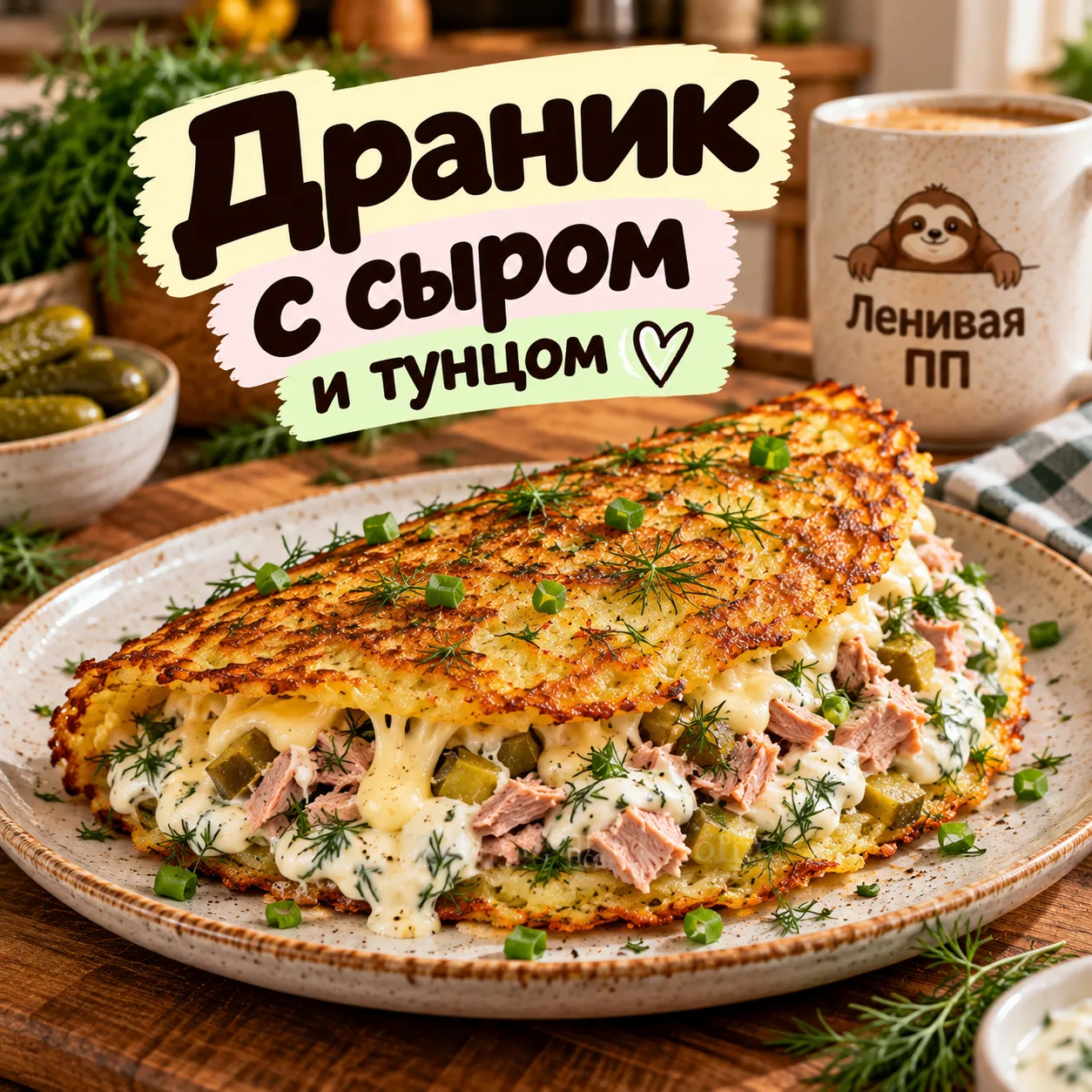 🥔 Драник с сыром и тунцом — сытный ПП-ужин 🔥