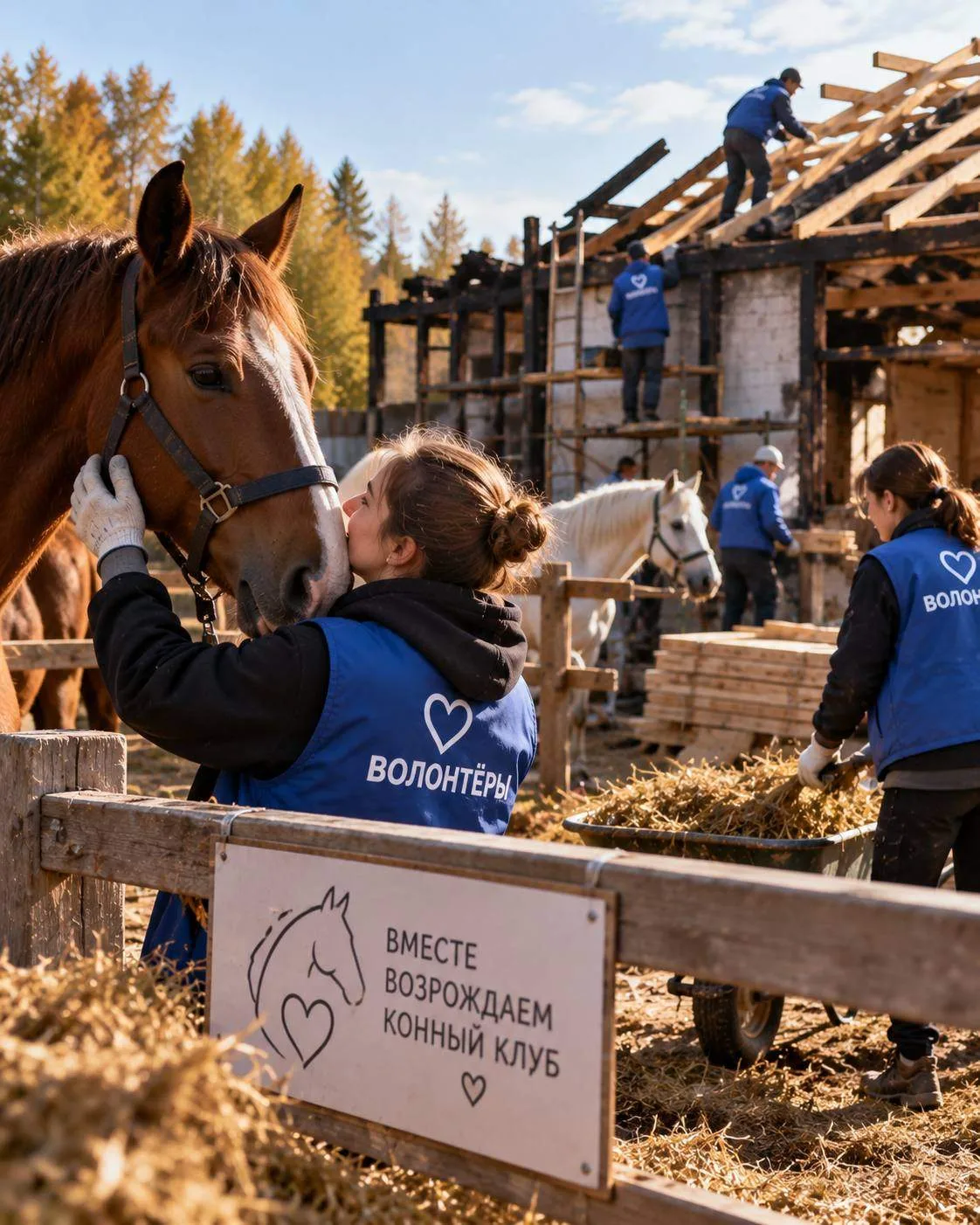 🐴 Нижегородская область — волонтёры помогают восстановить конный клуб после пожара