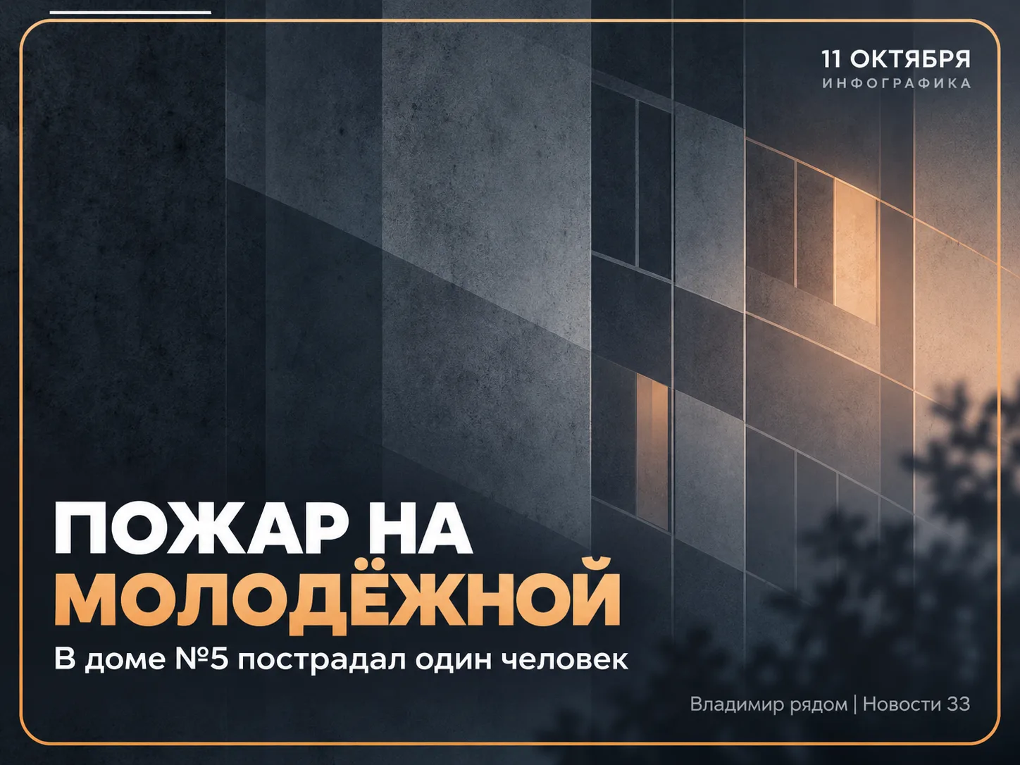 🔥 На Молодёжной во Владимире при пожаре пострадал человек