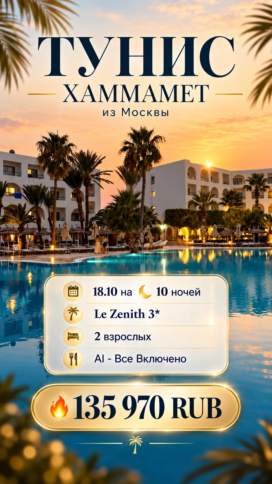 🔥🇹🇳 ТУНИС НА 10 НОЧЕЙ ЗА 135 970 ₽ НА ДВОИХ! «ВСЁ ВКЛЮЧЕНО» И ВЫЛЕТ УЖЕ 18 ОКТЯБРЯ! ...