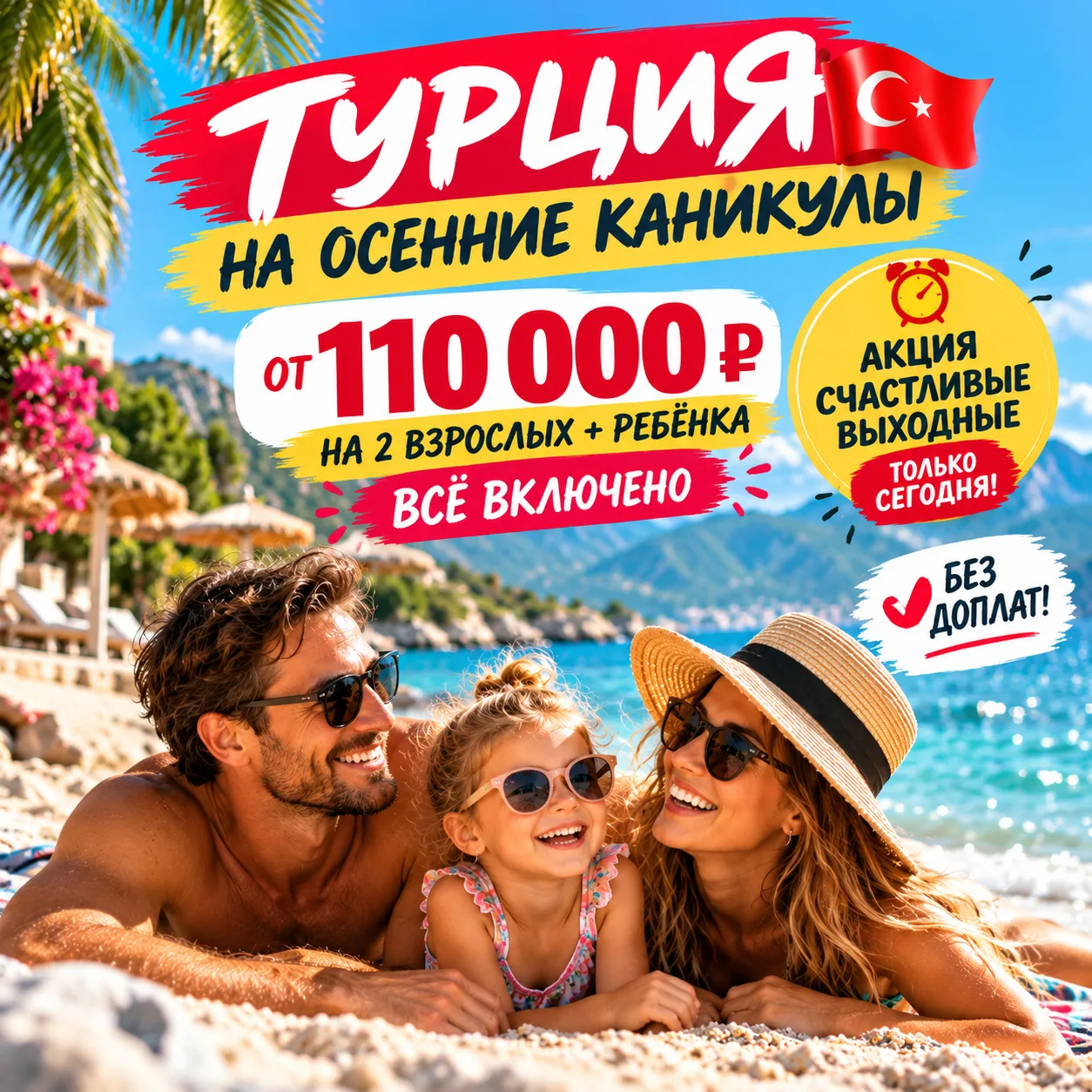 🇹🇷🔥 ТУРЦИЯ НА ОСЕННИЕ КАНИКУЛЫ ОТ 110 000 ₽ НА СЕМЬЮ!