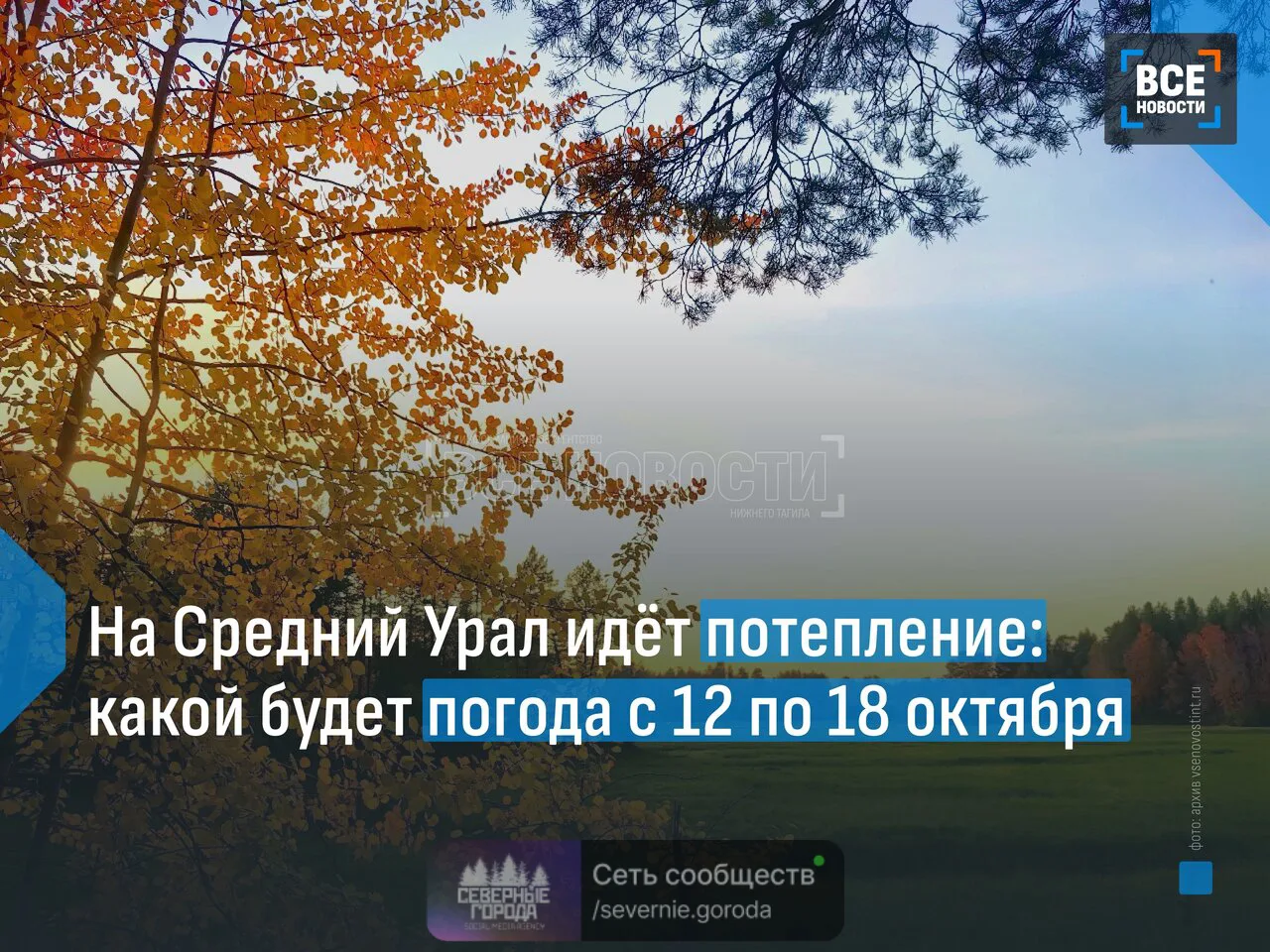🍁 Середина октября в Свердловской области ожидается умеренно тёплой и без осадков. В н...