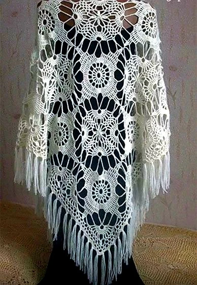 Шаль крючком из мотивов