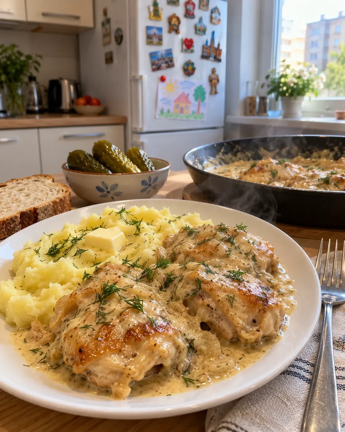 Курица в сметанно-чесночном соусе: нежная, сочная и очень простая 🍗