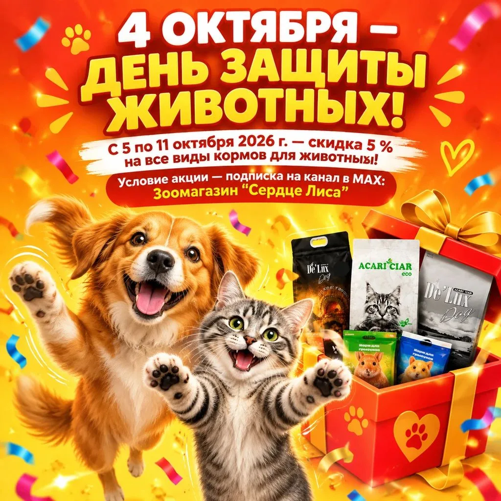 🎉 В честь Всемирного дня защиты животных — дарим заботу и выгоду! ❤️