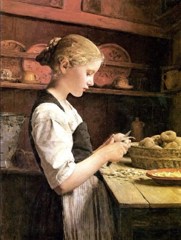 ,,Девочка чистит картофель" 1886 год.