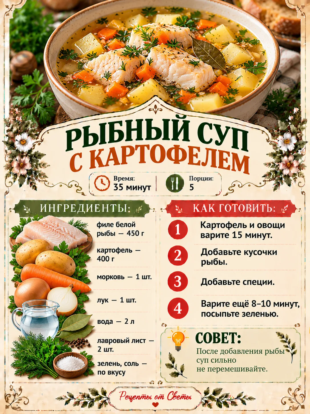 🥣 Рыбный суп с картошечкой: простой домашний обед, который согревает с первой ложки!