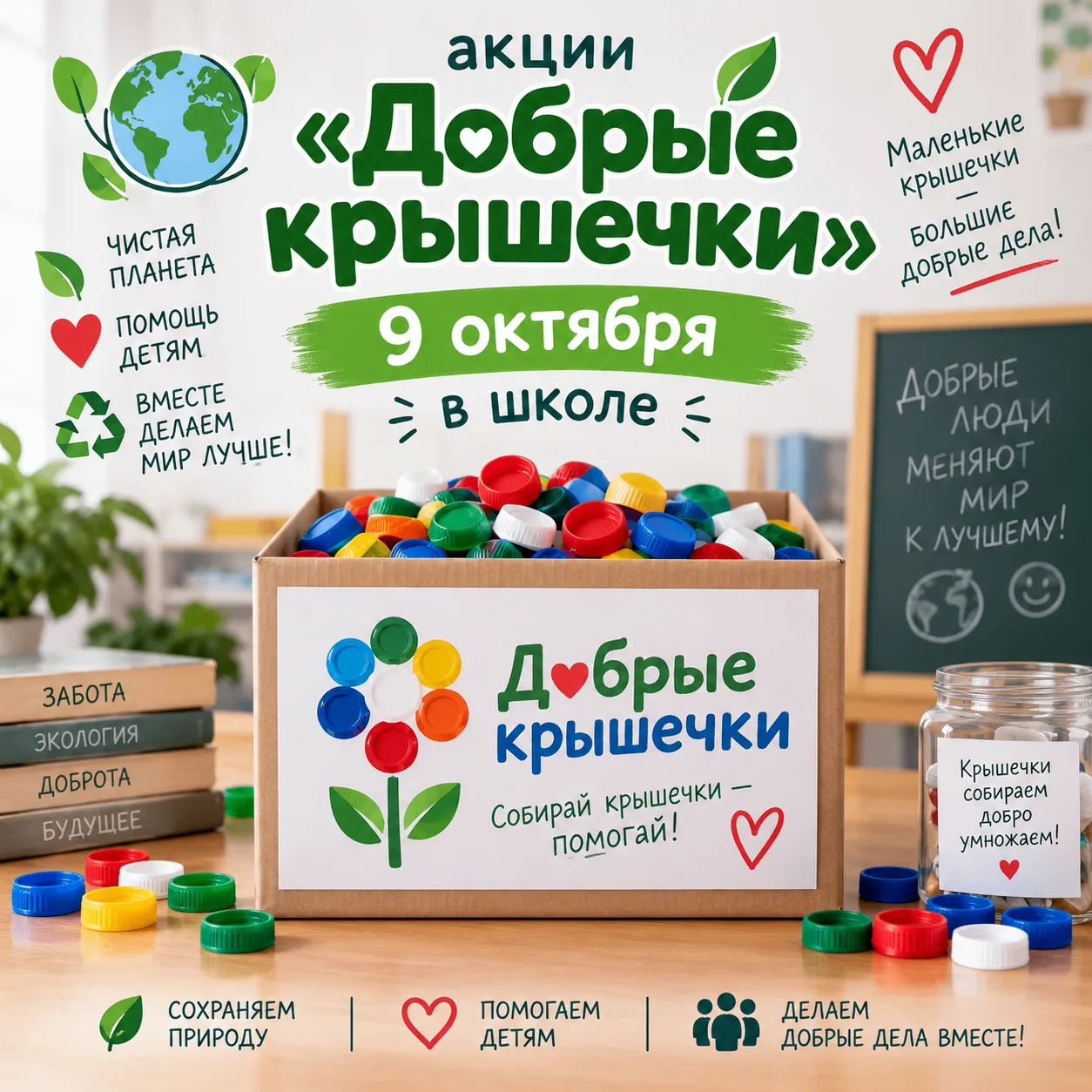 ♻ Присоединяйтесь к акции «Добрые крышечки»!