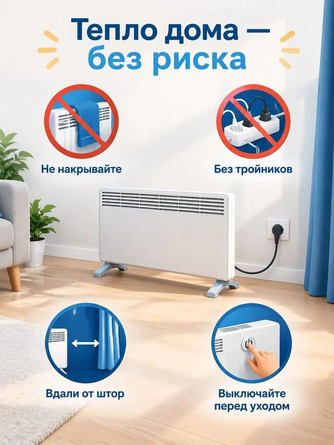 🏠 Тепло дома — без риска: как безопасно пользоваться обогревателем