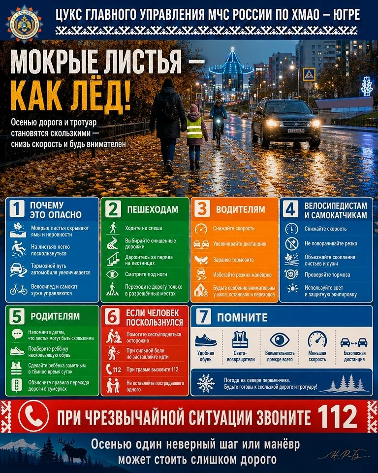 Мокрые листья - как лёд!