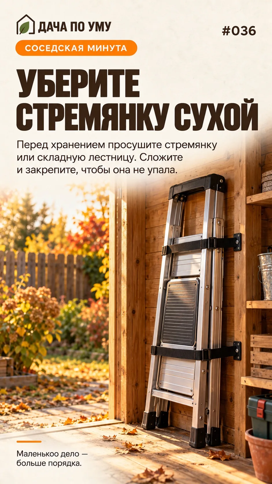 Доброе утро, соседи! ☀️ Вторник начнём с маленького хозяйственного дела: стремянка зимо...