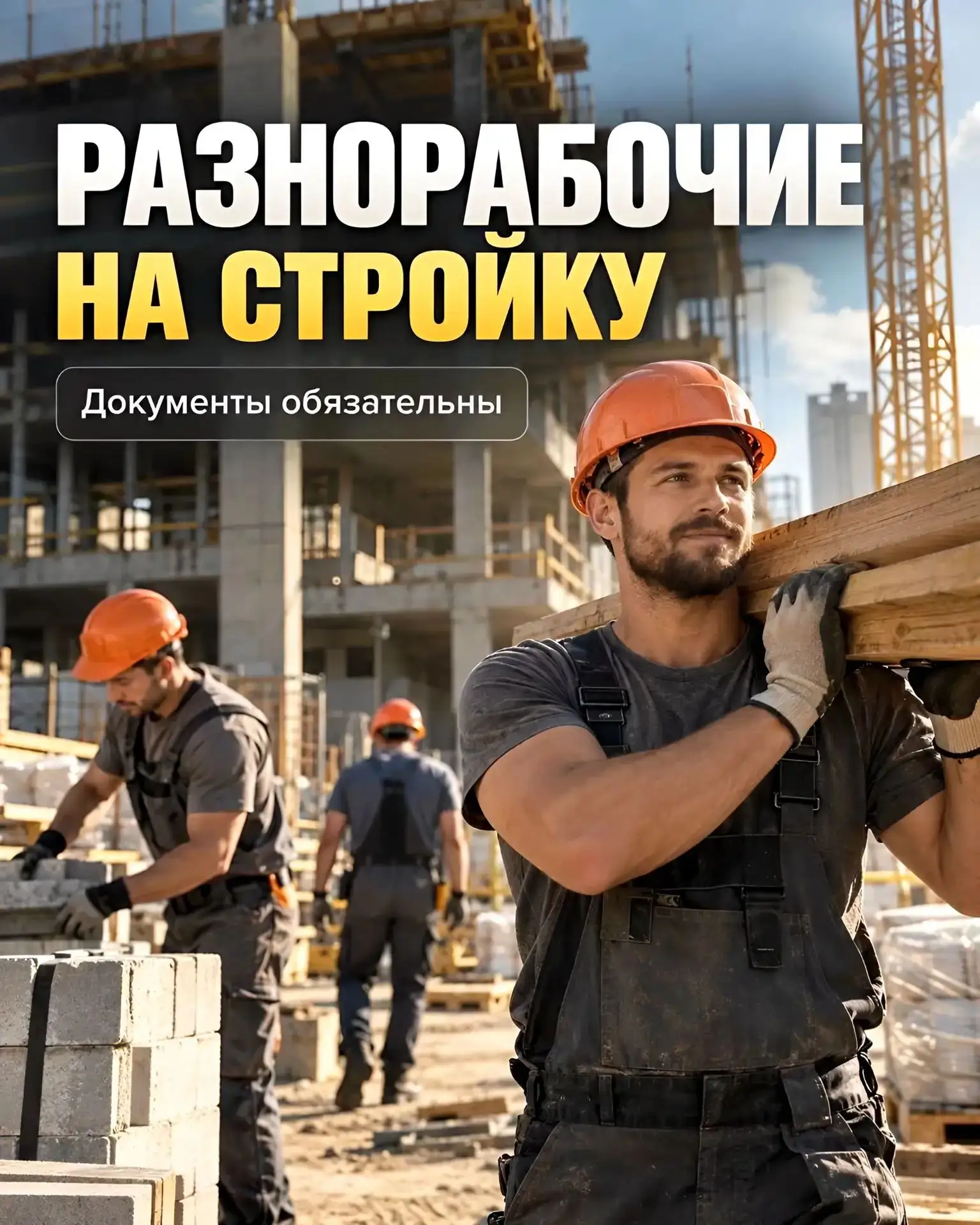 🏗 ТРЕБУЕТСЯ РАЗНОРАБОЧИЙ НА СТРОЙКУ