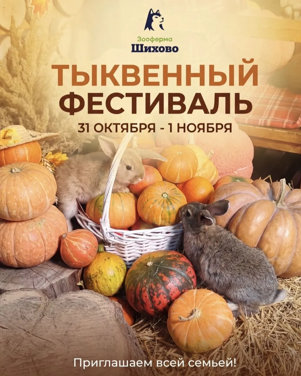 Дарим билеты на семейный фестиваль Тыква Фест на Зооферме Шихово 🐾🍁