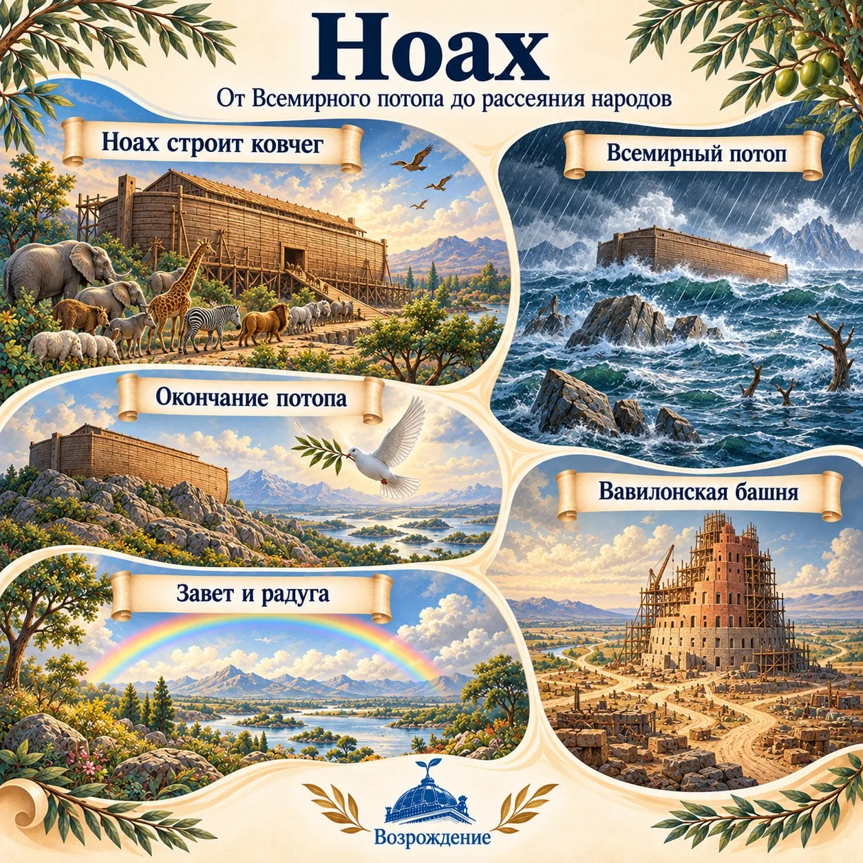 📖 Недельная глава «Ноах» — от Всемирного потопа до Вавилонской башни