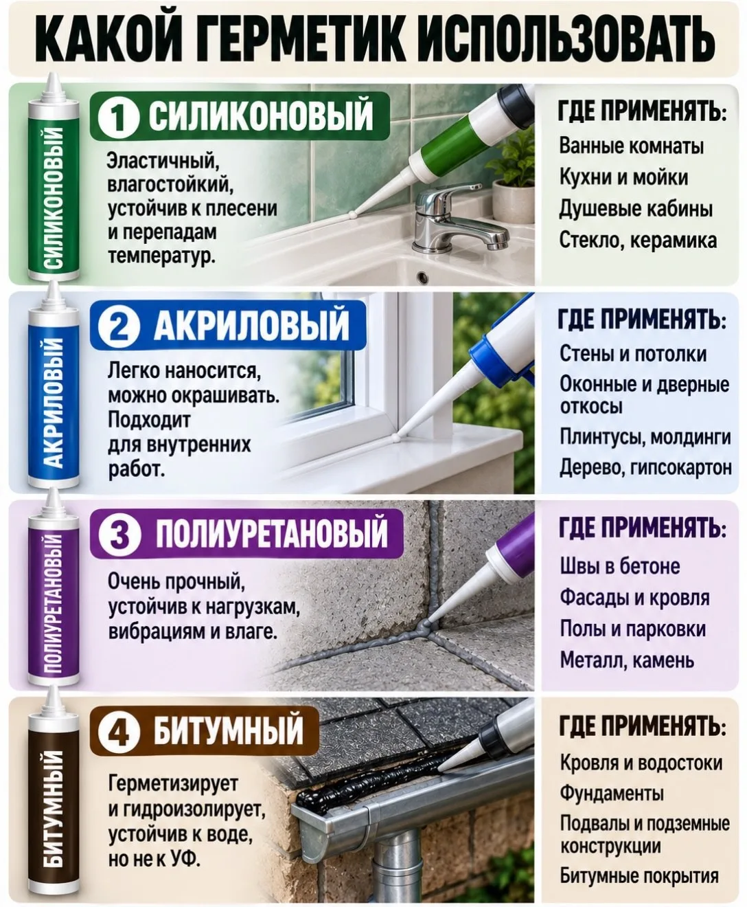 Какой герметик выбрать, чтобы потом не переделывать? 🛠️