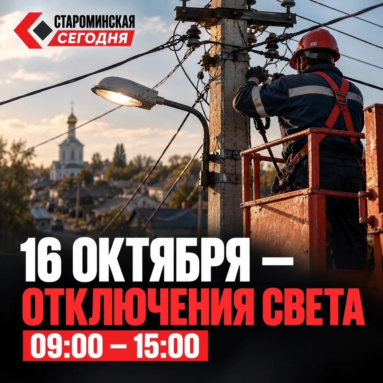 ⚡️ 16 октября в Староминской возможны отключения света
