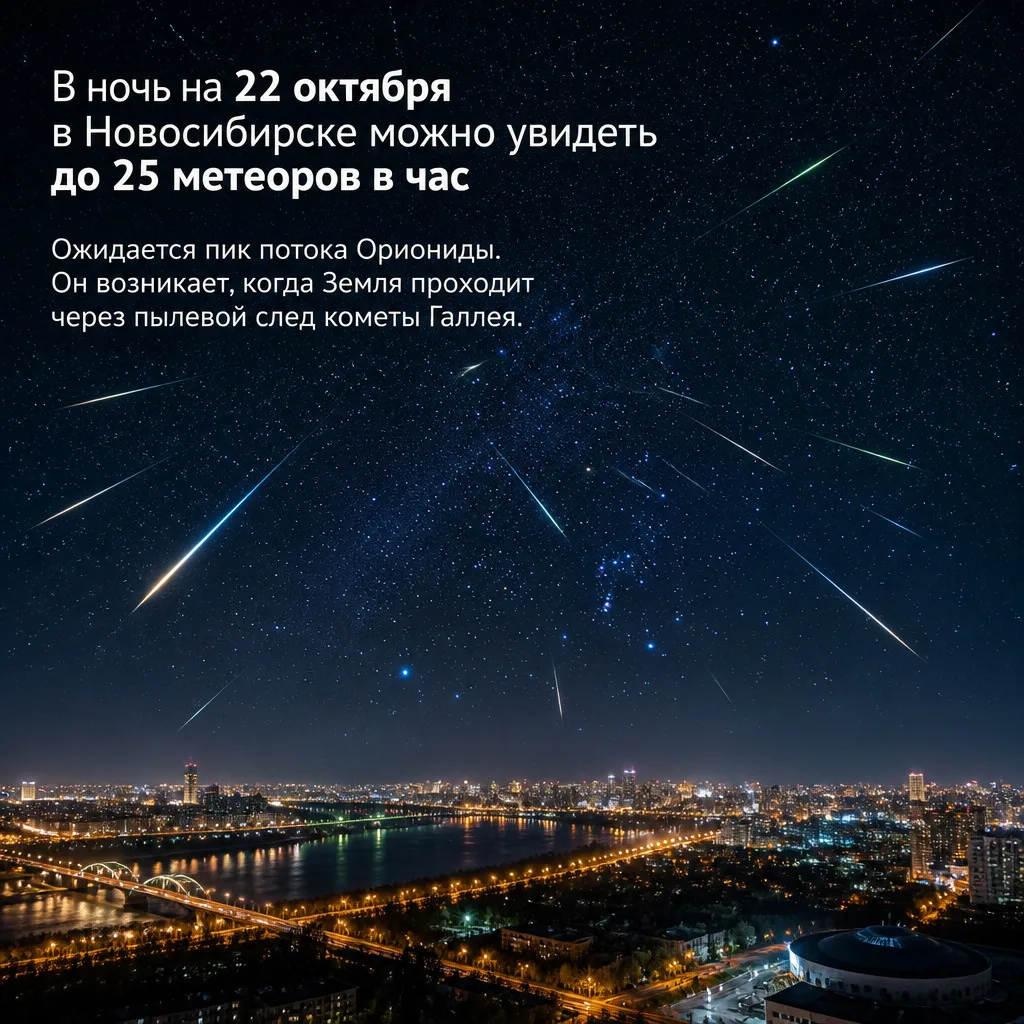 🌠 В ночь на 22 октября в Новосибирске можно увидеть до 25 метеоров в час