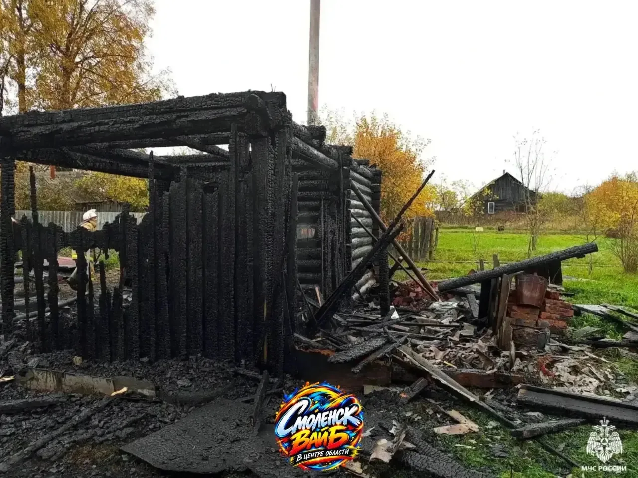 🔥 В деревне Табор пожар полностью уничтожил баню