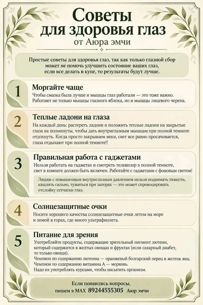 Если чисто глазной сбор то такие рекомендации будут в сборе , не только глазной сбор по...
