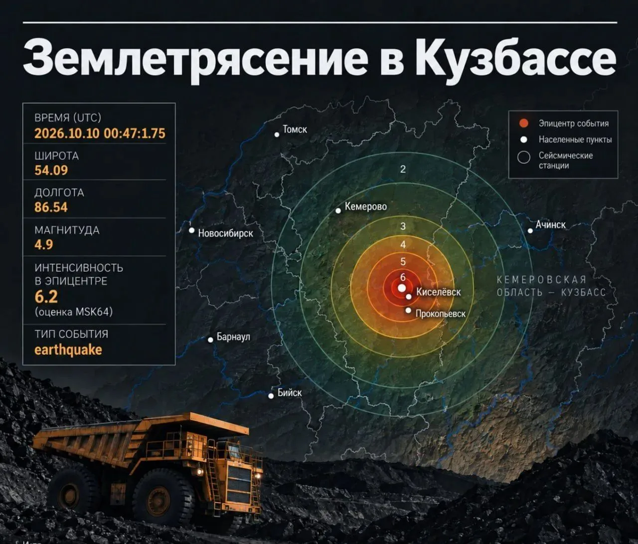 Кузбасс тряхнуло возле угольного разреза.