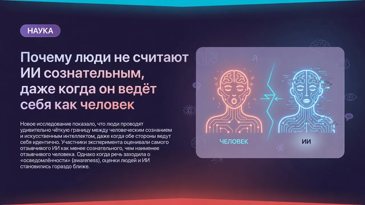 Почему люди не считают ИИ сознательным, даже когда он ведёт себя как человек