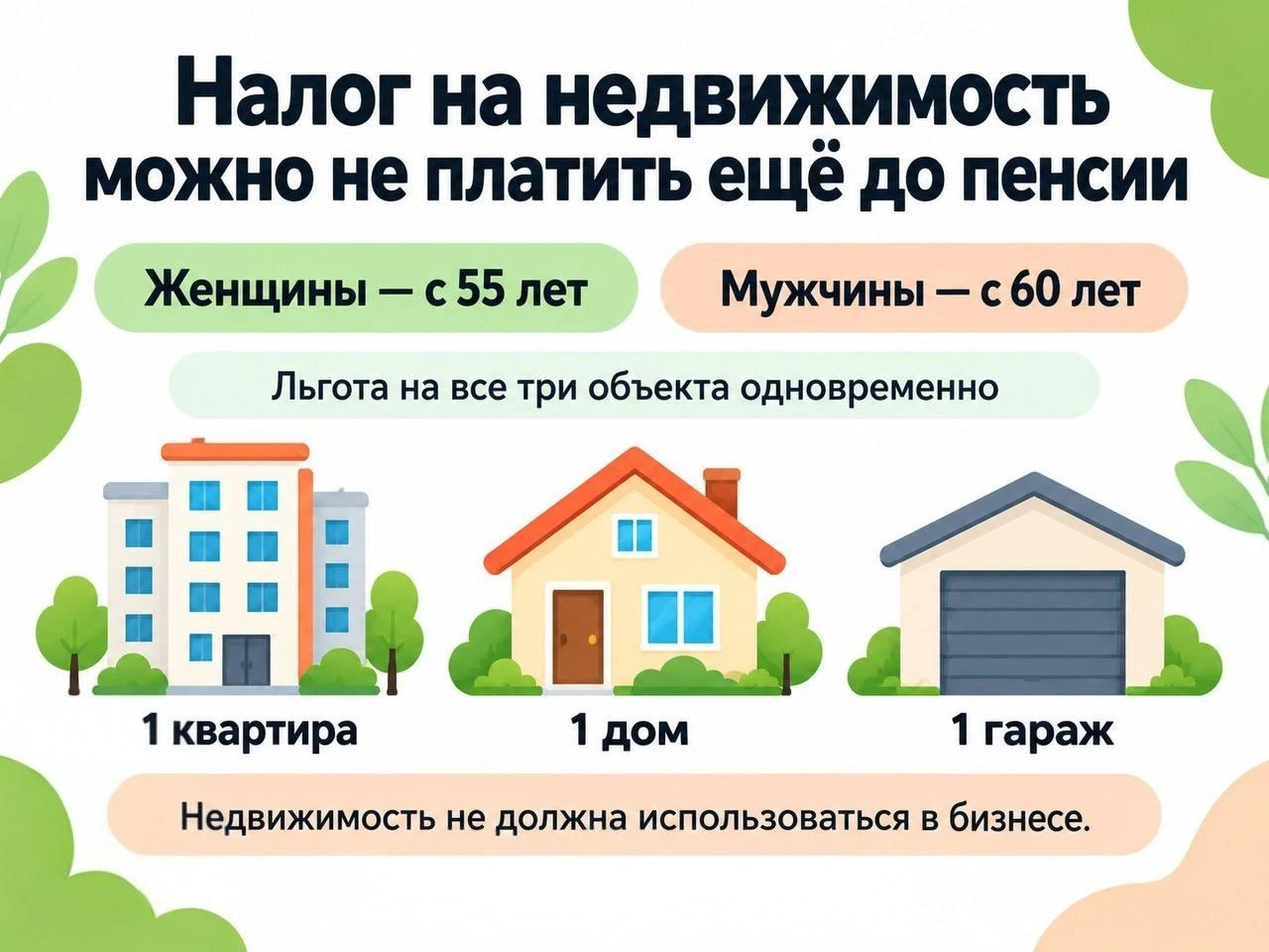 Женщины с 55 лет и мужчины с 60 лет могут не платить налог на недвижимость — даже если ...