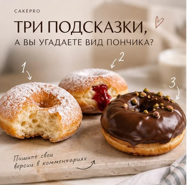 🍩 ТРИ ПОДСКАЗКИ, А ВЫ УГАДАЕТЕ ВИД ПОНЧИКА?