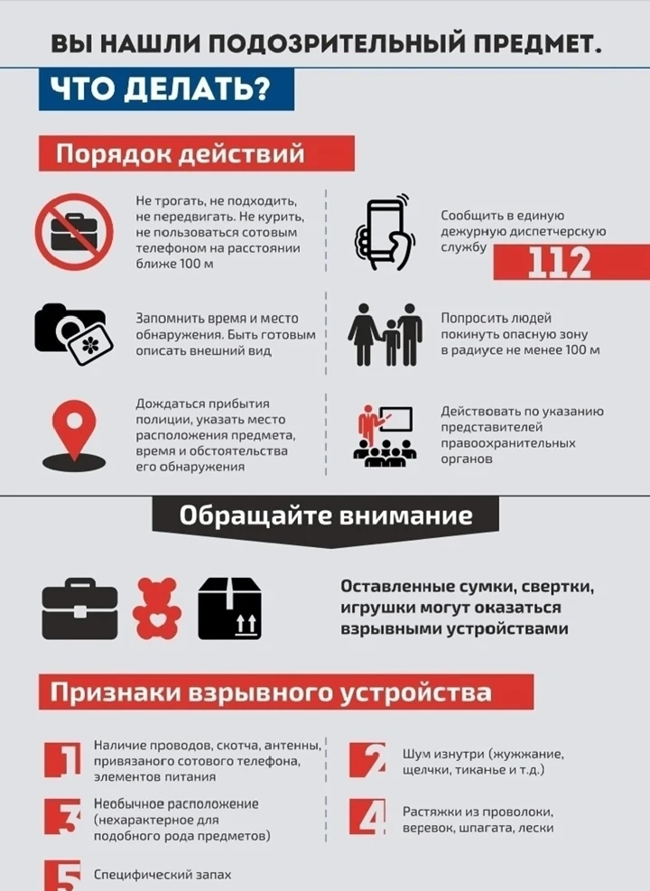 Памятка по обнаружению подозрительных предметов