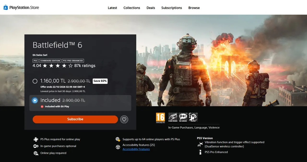 Battlefield 6 стал доступен подписчикам EA Play