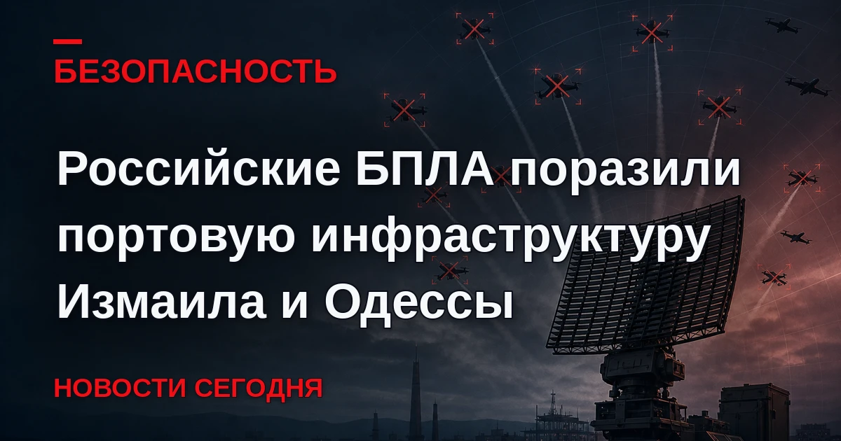 Ночью Вооруженные силы (ВС) РФ нанесли удары беспилотниками по портовой инфраструктуре ...