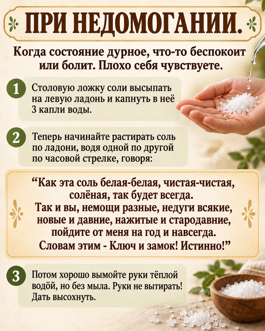 Сохраняйте себе этот старинный народный способ с солью 🌿