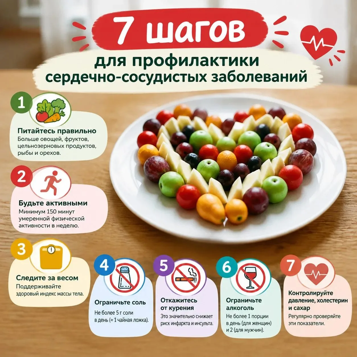 Сердце скажет спасибо: 7 шагов для профилактики сердечно-сосудистых заболеваний