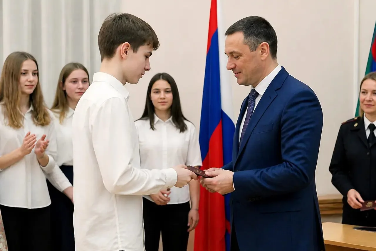 В Новосибирске в школе №54 прошло торжественное вручение первых паспортов 14-летним под...